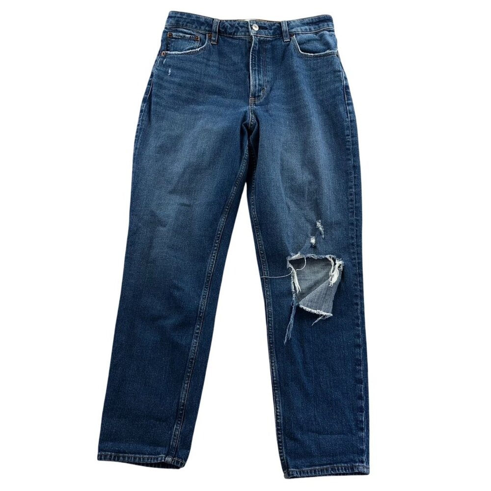 Abercrombie & Fitch Womens Mom Jeans 28/8 High Rise Curve Love Distressed Denim